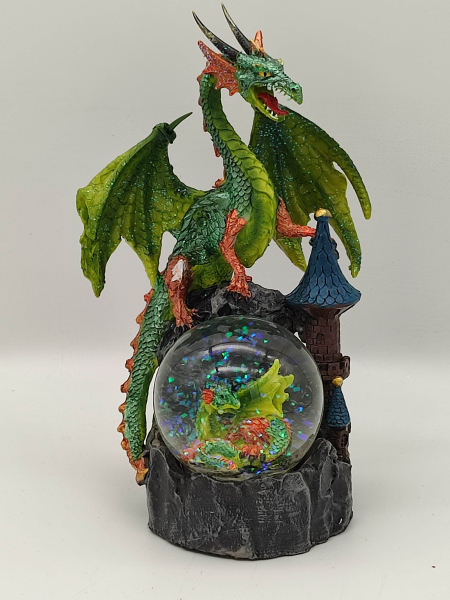 Glitterkugel Drache - grün 20cm
